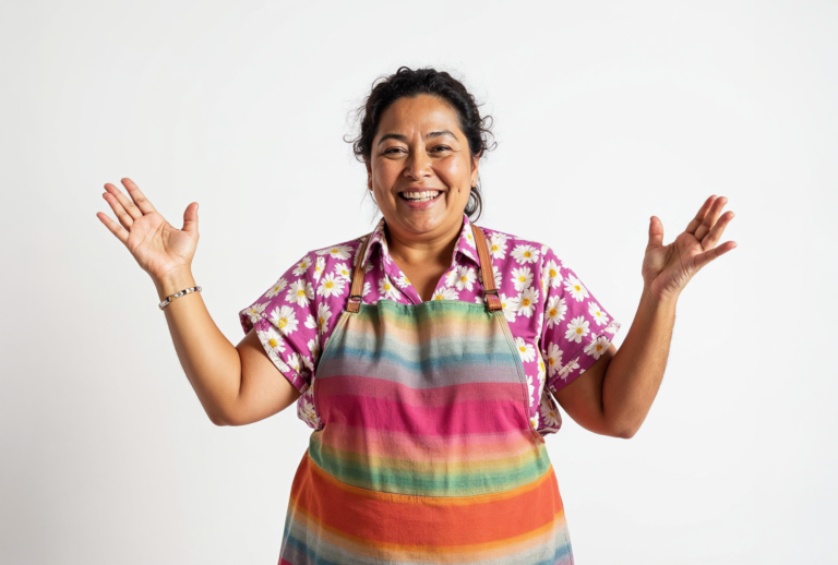 Mujer feliz con los brazos abiertos, dando la bienvenida a un grupo de mijueres que quieren hacer realidad sus sueños con SOFIPA